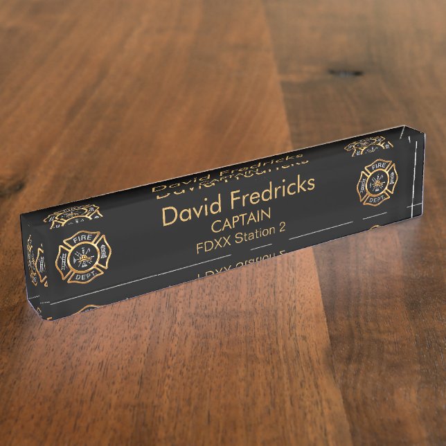 Fire Department Gold Desk Name Plate (Side)