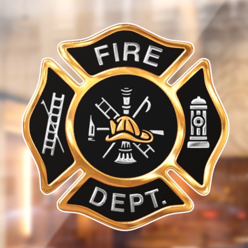 Fire Department Gold Maltese Cross Window Cling