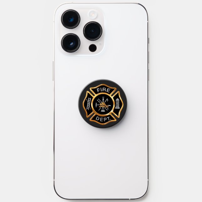 Fire Department Gold Maltese Cross Window Cling PopSocket (Front)
