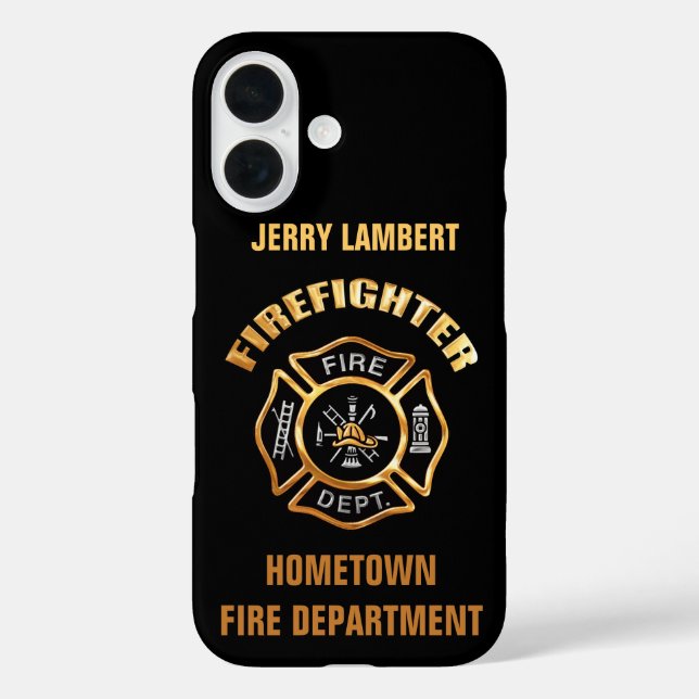 Fire Department Gold Name Template Case-Mate iPhone Case (Back)