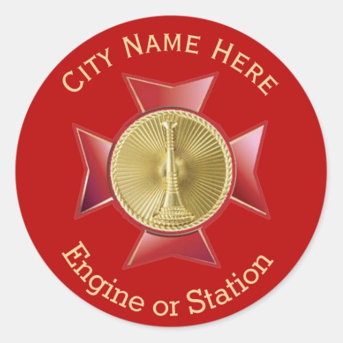 Fire Department Lieutenant Gold Medallion Classic Round Sticker
