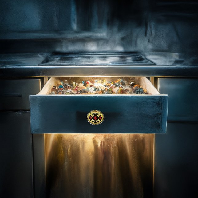 Fire Department logo Black And Gold Badge Ceramic Knob (Creator Uploaded)