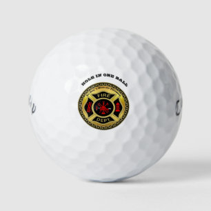 Fire Department logo Black And Gold Badge Golf Balls