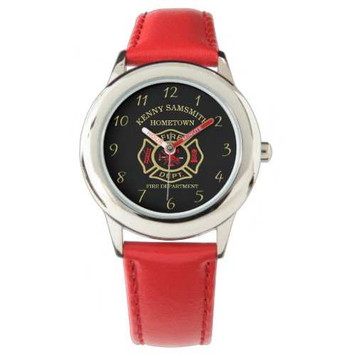 Fire Department logo Black And Gold Badge Watch