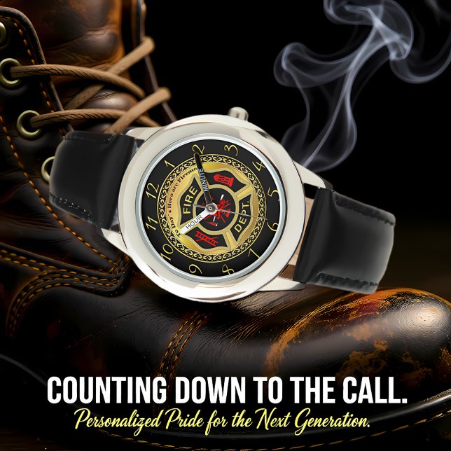 Fire Department logo Black And Gold Badge Watch (Creator Uploaded)