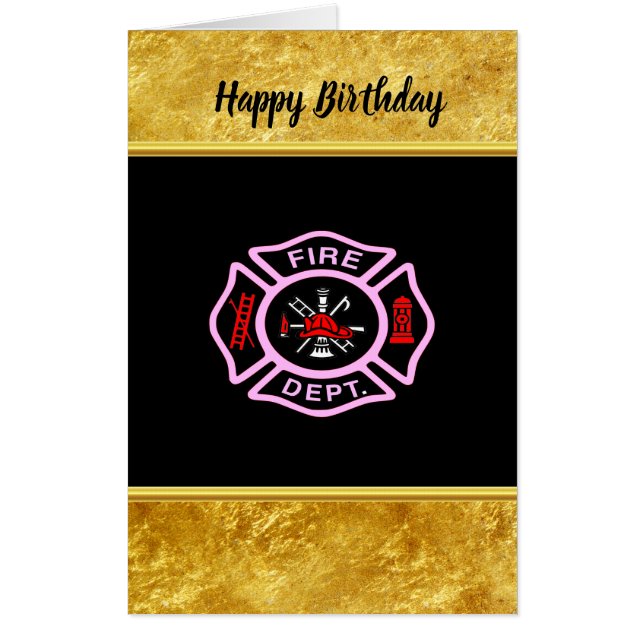 Fire Department logo Black And Pink Badge Card (Front)