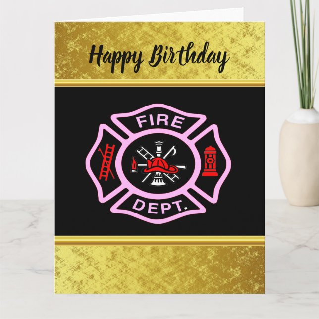 Fire Department logo Black And Pink Badge Card (Front)