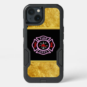 Fire Department logo Black And Pink Badge iPhone 13 Case