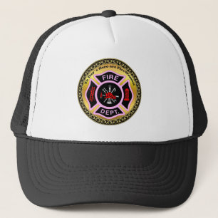 Fire Department logo Black And Pink Badge Trucker Hat