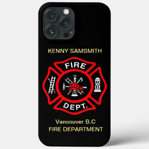Fire Department logo Black And Red Badge11 Case_Ma iPhone 13 Pro Max Case