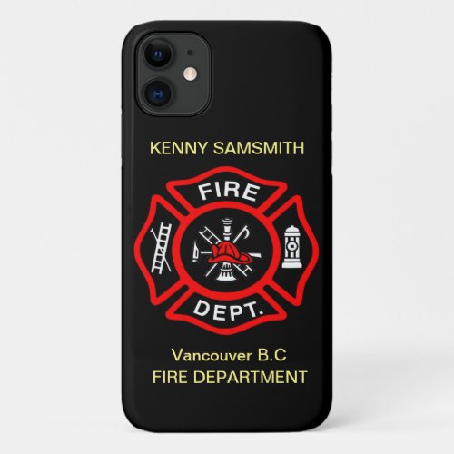 Fire Department logo Black And Red Badge11 iPhone 11 Case