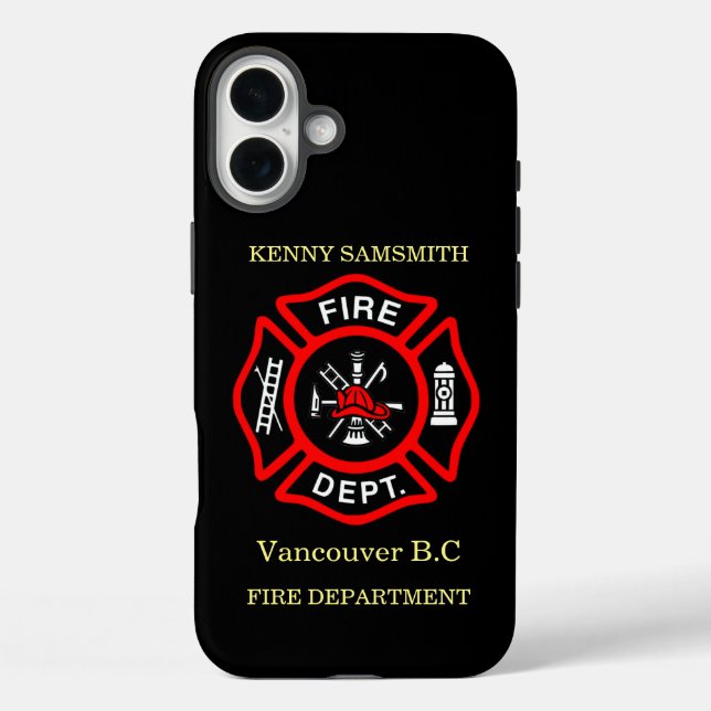 Fire Department logo Black And Red Badge11 Case-Mate iPhone Case (Back)