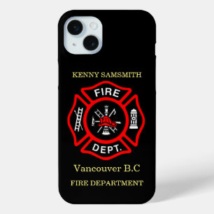 Fire Department logo Black And Red Badge11 iPhone 15 Plus Case