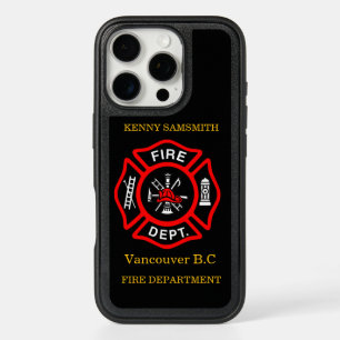 Fire Department logo Black And Red Badge11 iPhone 16 Pro Case