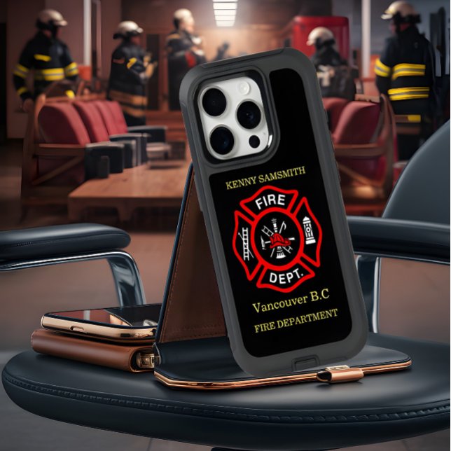 Fire Department logo Black And Red Badge12 iPhone 15 Pro Case (Creator Uploaded)