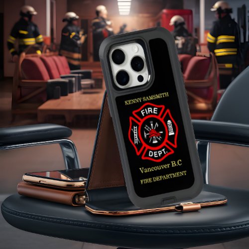 Fire Department logo Black And Red Badge12 iPhone 15 Pro Case