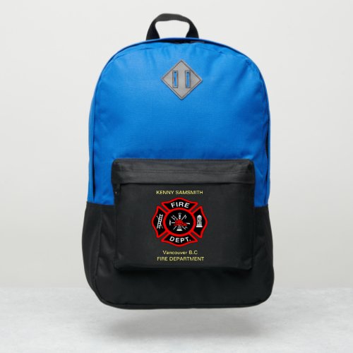 Fire Department logo Black And Red Badge1 Port Authority Backpack