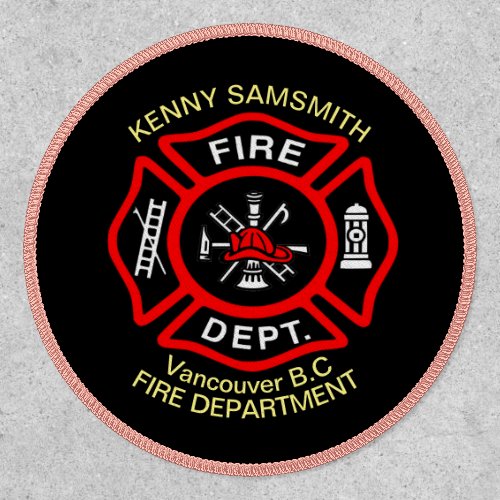 Fire Department logo Black And Red Badge1p Patch