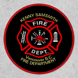 Fire Department logo Black And Red Badge1r Patch