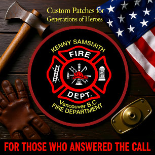 Fire Department logo Black And Red Badge1rr Patch