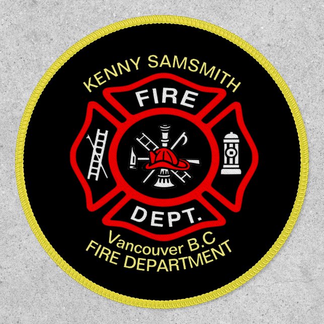 Fire Department logo Black And Red Badge1y Patch (Front)