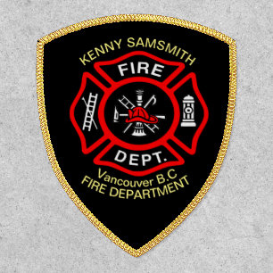 Fire Department logo Black And Red Badge2 Patch