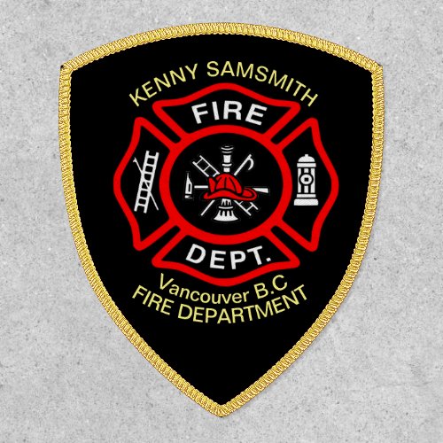 Fire Department logo Black And Red Badge2 Patch