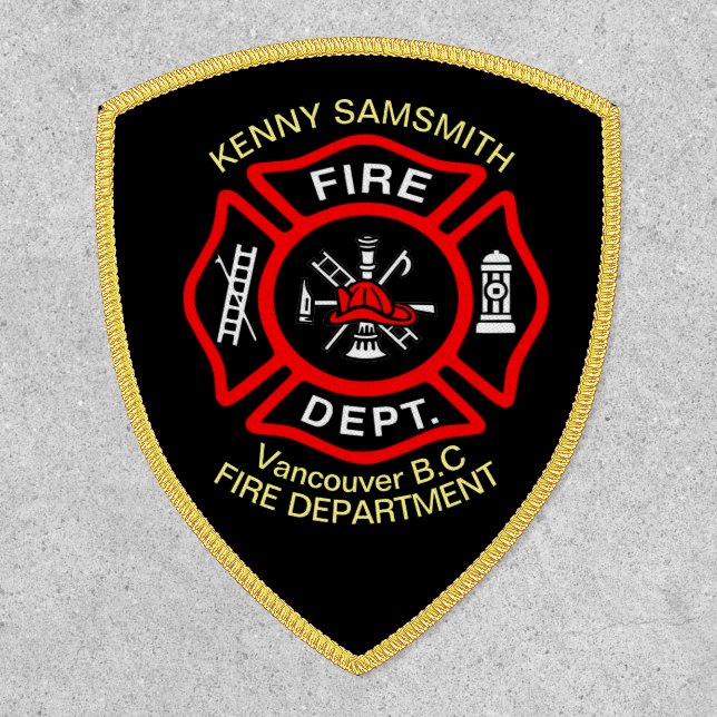 Fire Department logo Black And Red Badge2 Patch (Front)
