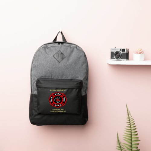 Fire Department logo Black And Red Badge2 Port Authority Backpack