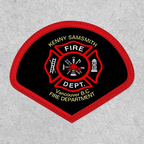 Fire Department logo Black And Red Badge3 Patch