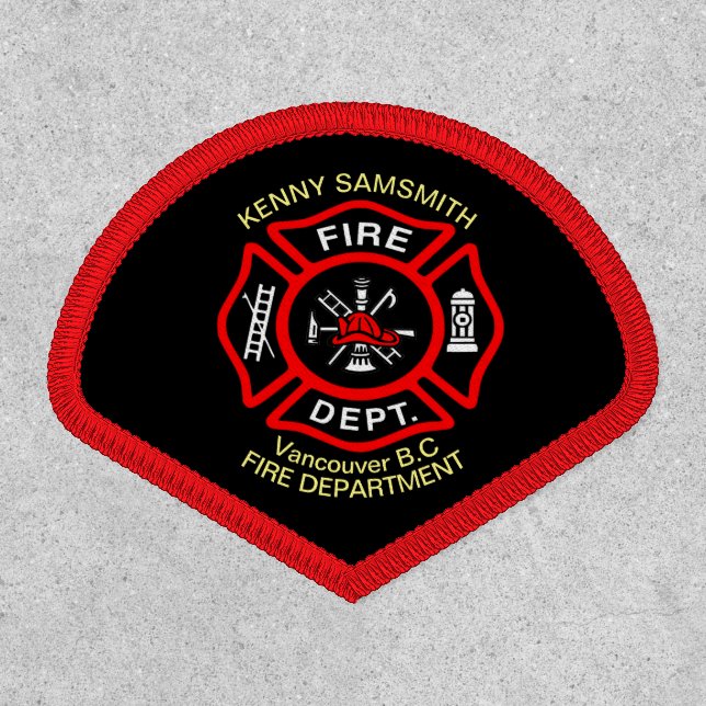 Fire Department logo Black And Red Badge3 Patch (Front)