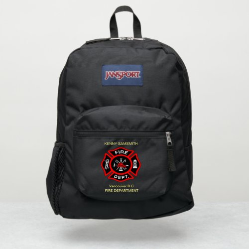 Fire Department logo Black And Red Badge5 JanSport Backpack