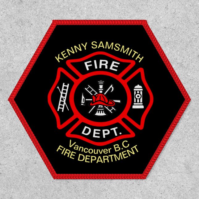 Fire Department logo Black And Red Badge7rv Patch (Front)