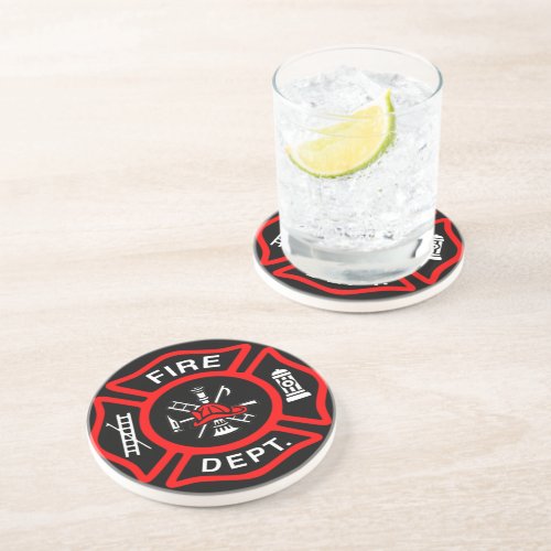 Fire Department logo Black And Red Badge Coaster