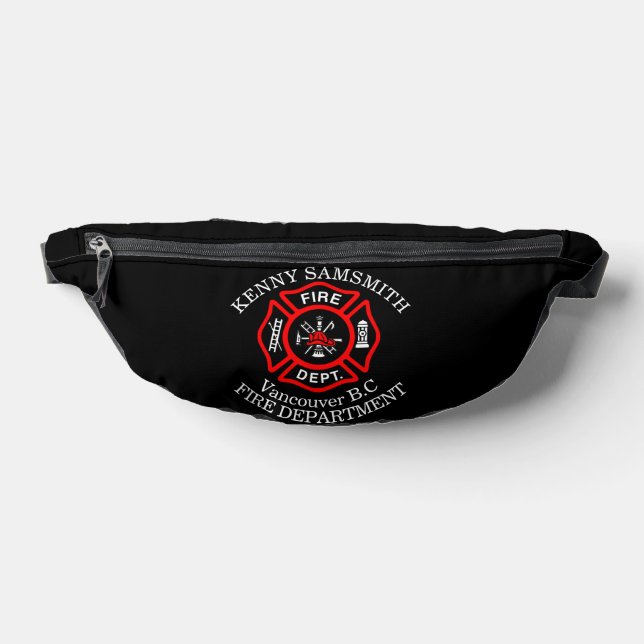 Fire Department logo Black And Red Badge Fanny Pack (Lay Down)