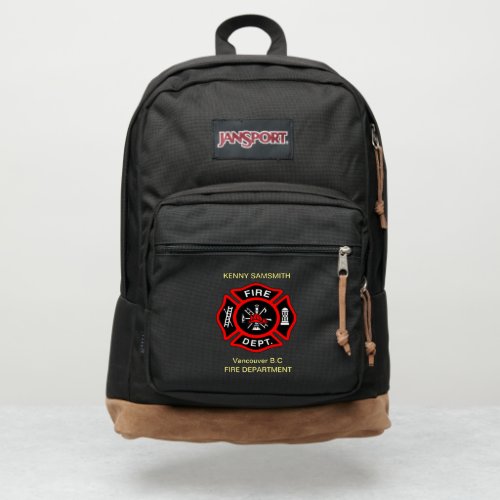 Fire Department logo Black And Red Badge JanSport Backpack