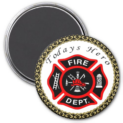 Fire Department logo Black And Red Badge Magnet