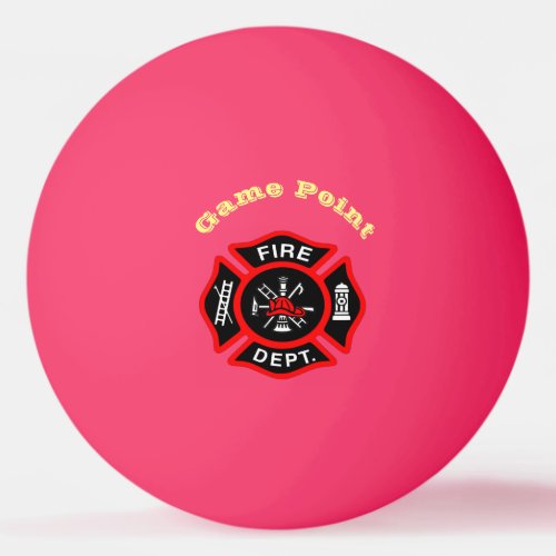 Fire Department logo Black And Red Badge Ping Pong Ball
