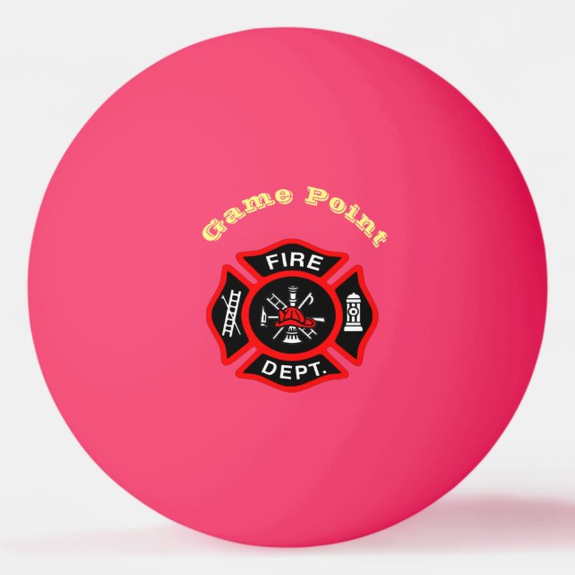 Fire Department logo Black And Red Badge Ping Pong Ball (Front)