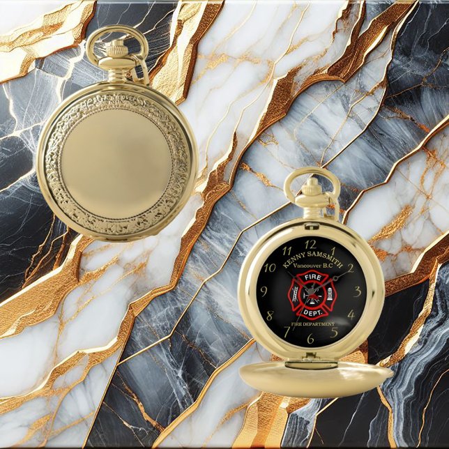 Fire Department logo Black And Red Badge Pocket Watch (Creator Uploaded)