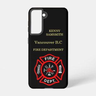 Fire Department logo Black And Red Badge  Samsung Galaxy S21 Case