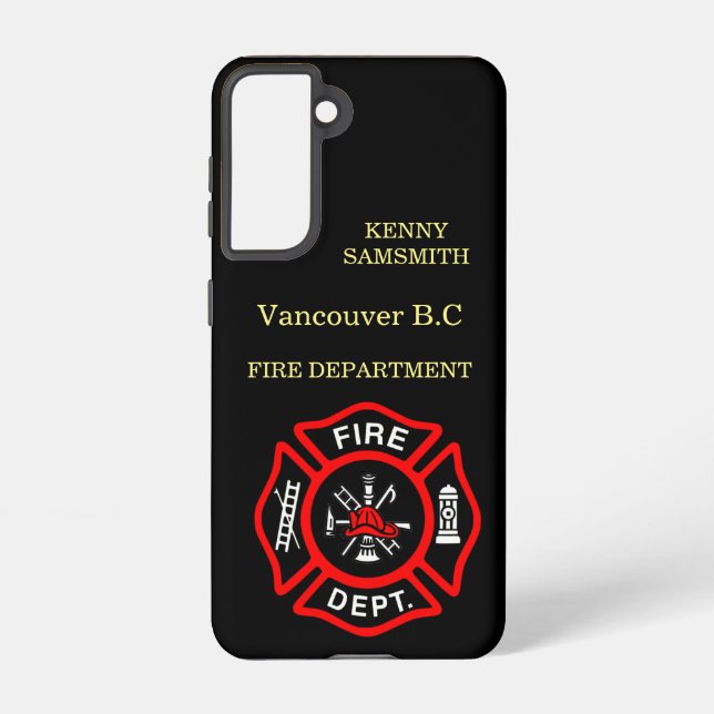 Fire Department logo Black And Red Badge  Samsung Galaxy Case (Back)