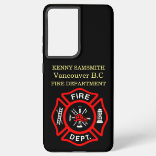 Fire Department logo Black And Red Badge   Samsung Galaxy S21 Ultra Case
