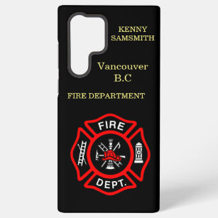 Fire Department logo Black And Red Badge  Samsung Galaxy S22 Ultra Case