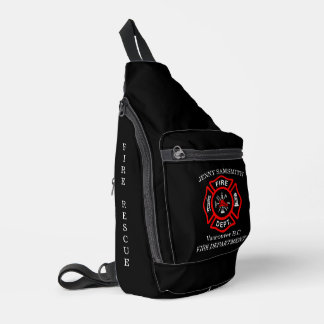 Fire Department logo Black And Red Badge Sling Bag