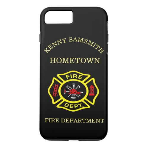 Fire Department logo Black And Yellow Badge iPhone 8 Plus7 Plus Case
