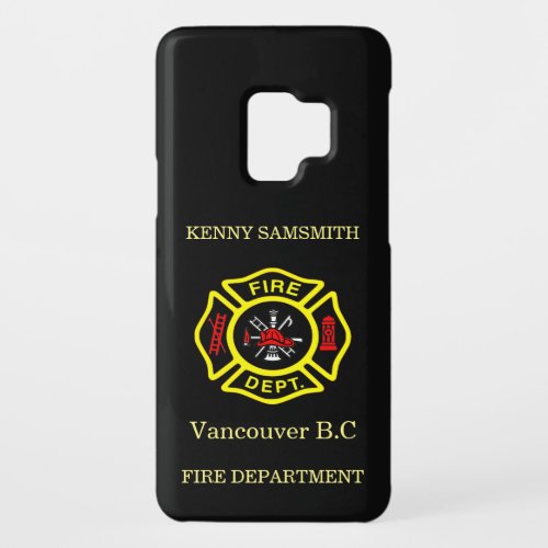 Fire Department logo Black And Yellow Badge Case_Mate Samsung Galaxy S9 Case