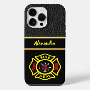 Fire Department logo Black And Yellow Badge iPhone 14 Pro Max Case