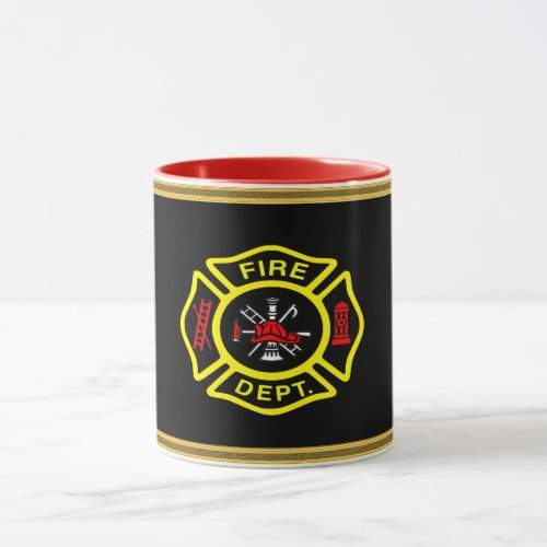 Fire Department logo Black And Yellow Badge Mug