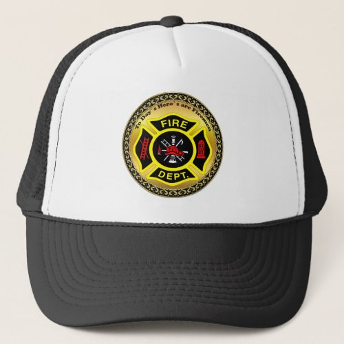 Fire Department logo Black And Yellow Badge Trucker Hat